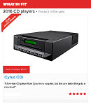 Cyrus CDi - What Hi Fi? Sound and Vision Awards 2016 - "Best CD player £500+"